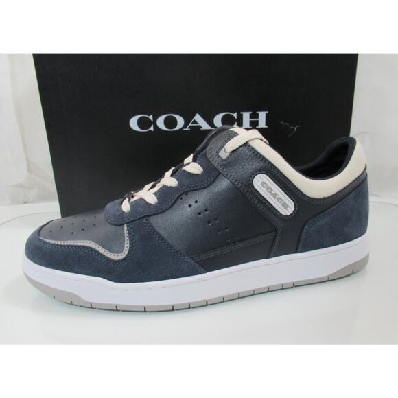 Men\'s Coach Mixed C201 Material Sneaker Lace Up Low Top Midnight Navy Size 10.5 main image 3